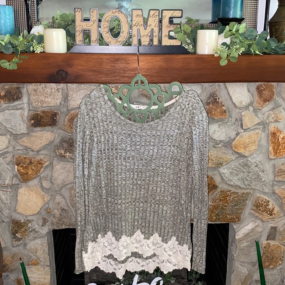 Grey sweater lace bottom